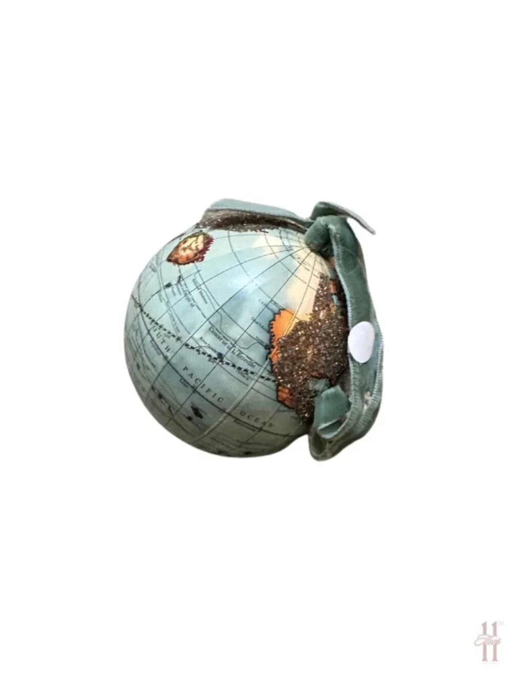 NEW Blue Globe Glittered Ornament